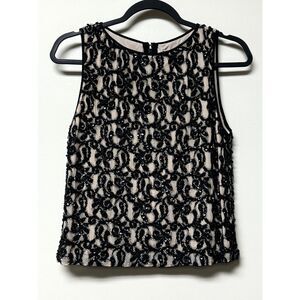 NWT - ALICE + OLIVIA Sequined Beaded Silk Fully Lined Blouse, Sz 2